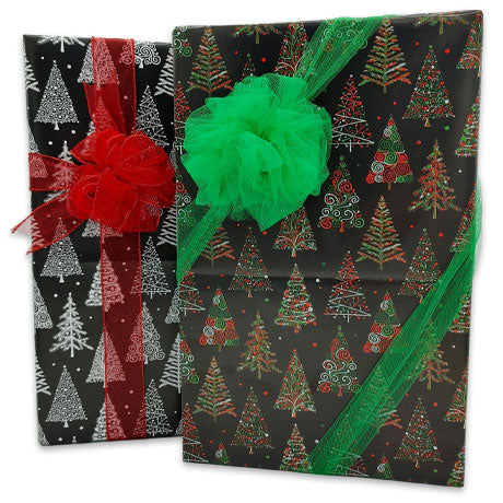 Christmas Tree Wrapping Paper Reversible with Two Designs