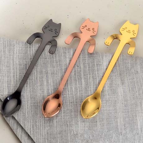 Cat Spoons - Set of Two Rose Gold Tea/Coffee Spoons