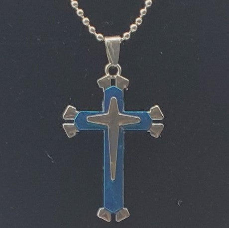 Stainless Steel Blue Cross Necklace