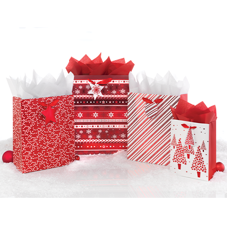 Gift Bags: Red Foil set of 4