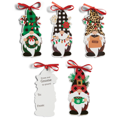 Wrapping Die-Cut Gnomes Gift Tags - Set of 24