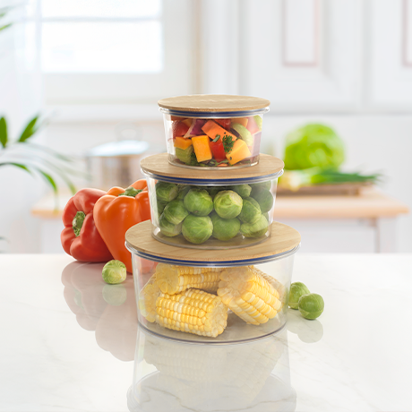 Bamboo Lid Containers - Set of 3