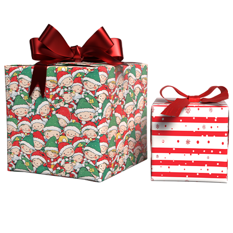 Elves & Stripes Reversible Flat Wrap