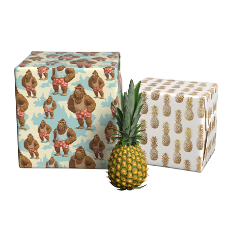 Summer Sasquatch & Golden Pineapples Reversible Flat Wrap