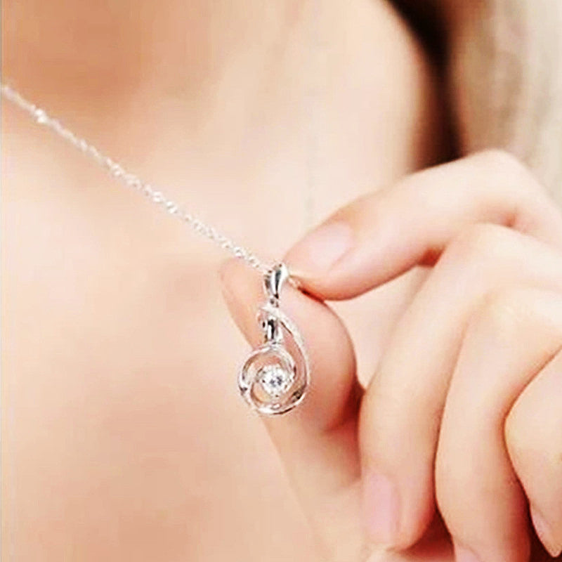 Musical Note Pendant Necklace - Silver