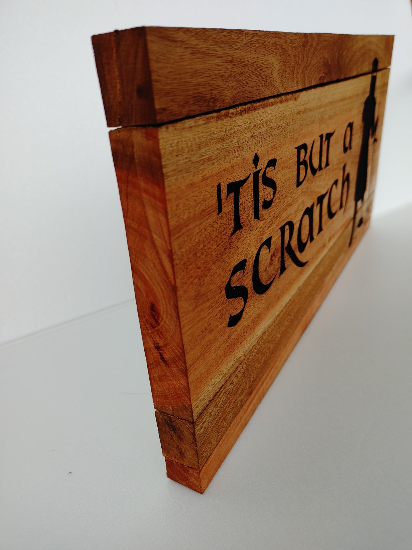 Monty Python - Tis But A Scratch, Monty Python Black Knight Wooden Sign
