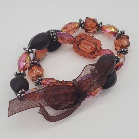 Faux Crystal Brown Beaded Bracelet