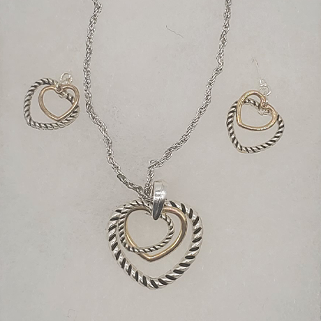 Tri Heart Necklace and Earrings