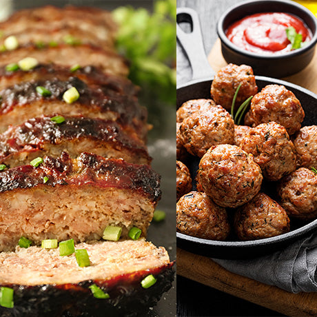 Old Fashioned Meatloaf and Italian Meatball Mix Duo