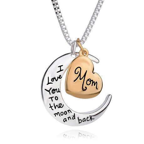 I Love You to The Moon and Back Mom Pendant Necklace