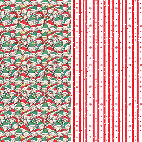 Elves & Stripes Reversible Flat Wrap