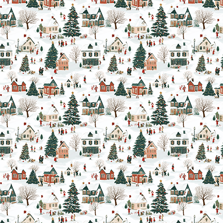 Village & Snowflakes Reversible Flat Wrap