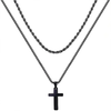 Mens Two-Layer Cross Pendant Necklace