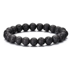 Mens Black Stone Beaded Bracelet