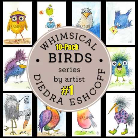 Whimsical Birds 10-pack #1