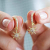 Star Dangle Earrings -Gold