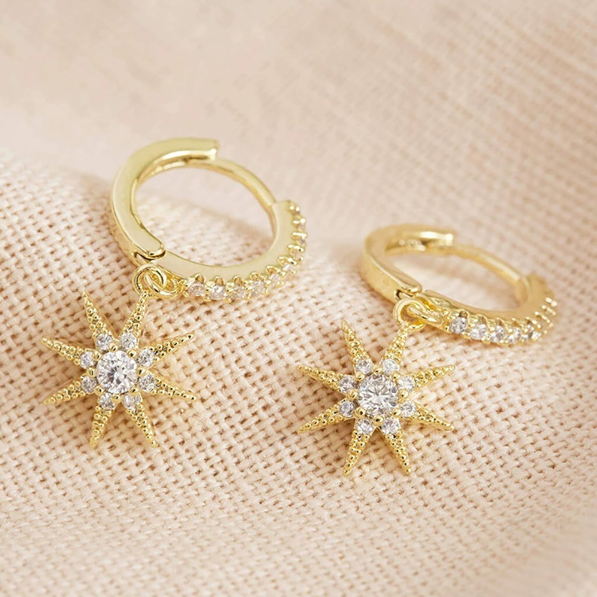 Star Dangle Earrings -Gold