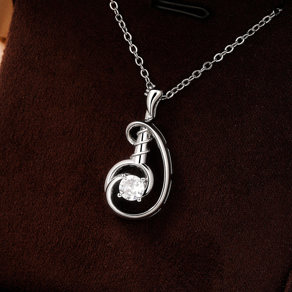Musical Note Pendant Necklace - Silver