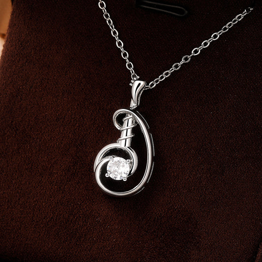 Musical Note Pendant Necklace - Silver