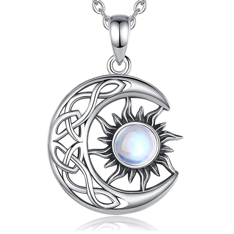 Celtic Sun and Moon Necklace - White
