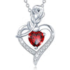 Rose Heart Pendant Necklace Red