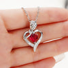 Rose Heart Pendant Necklace Red