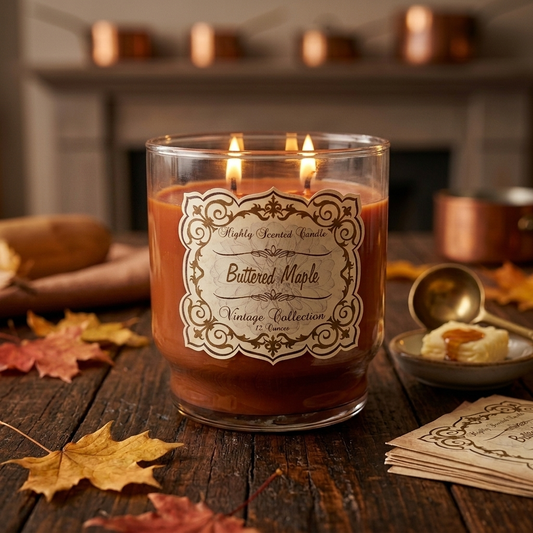 Jar - Buttered Maple 16oz Vintage Candle with Lid