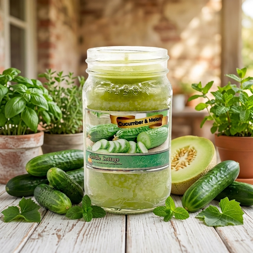 Jar - Cucumber & Melon 14oz. Mason Jar Colored Candle