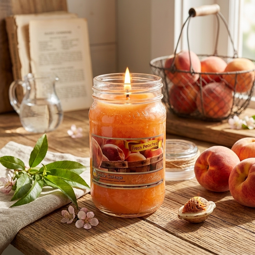 Jar - Fresh Peaches 14 oz. Mason Jar Colored Candle
