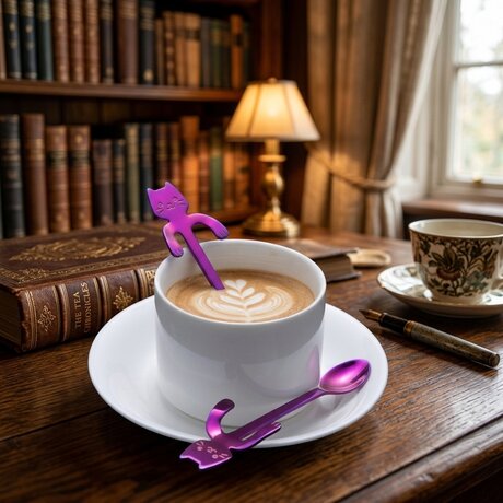 Cat Spoons - Set of Two Purple Tea/Coffee Spoons