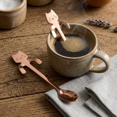 Cat Spoons - Set of Two Rose Gold Tea/Coffee Spoons