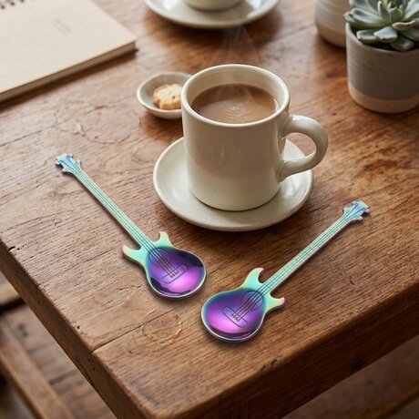 Guitar Spoons - Set of Two Rainbow Tea/Coffee Spoons