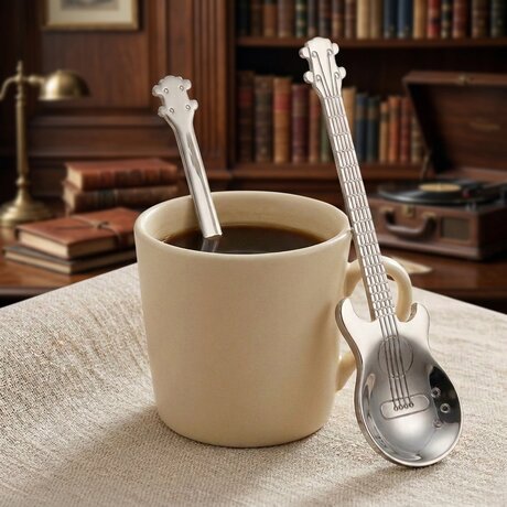 Guitar Spoons - Set of Two Silver Tea/Coffee Spoons