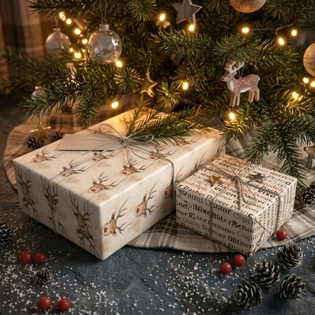 Rudolph & Reindeers Reversible Flat Wrap