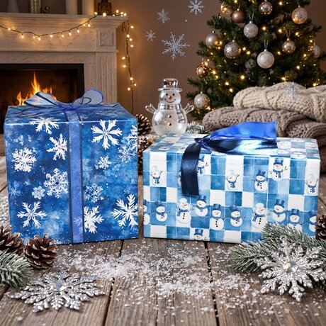 Snowflakes & Snowman Reversible Flat Wrap