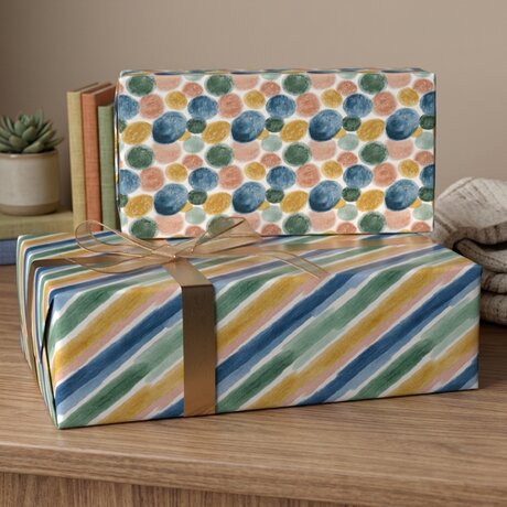 Spring Stripes & Circles Reversible Flat Wrap