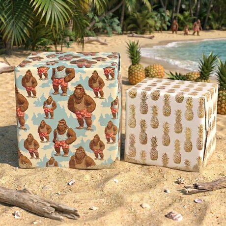 Summer Sasquatch & Golden Pineapples Reversible Flat Wrap