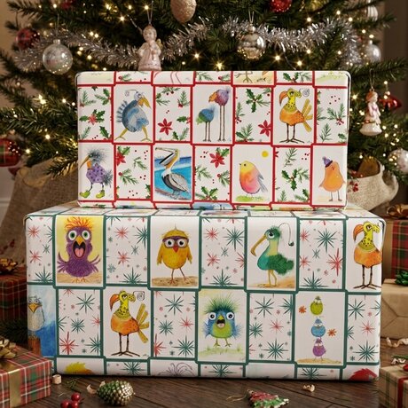 Watercolor Birds Reversible Flat Wrap