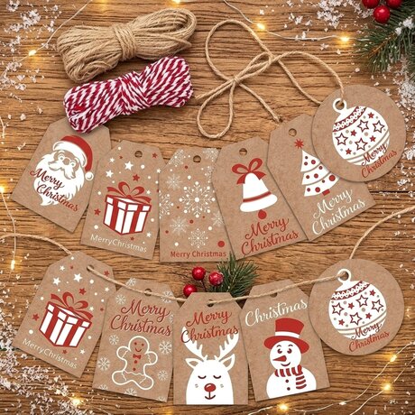 Wrapping Kraft Holiday Gift Tags - Set of 24