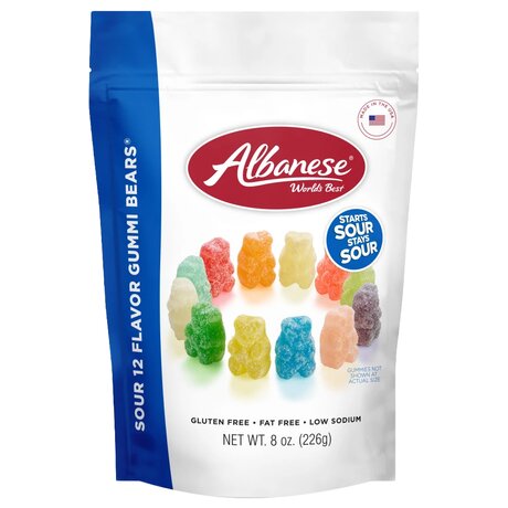 Sour 12 Flavor Gummi Bears  - 8 oz.