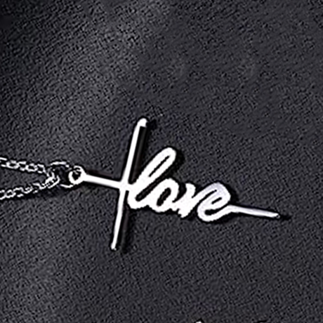Love Cross Script Necklace