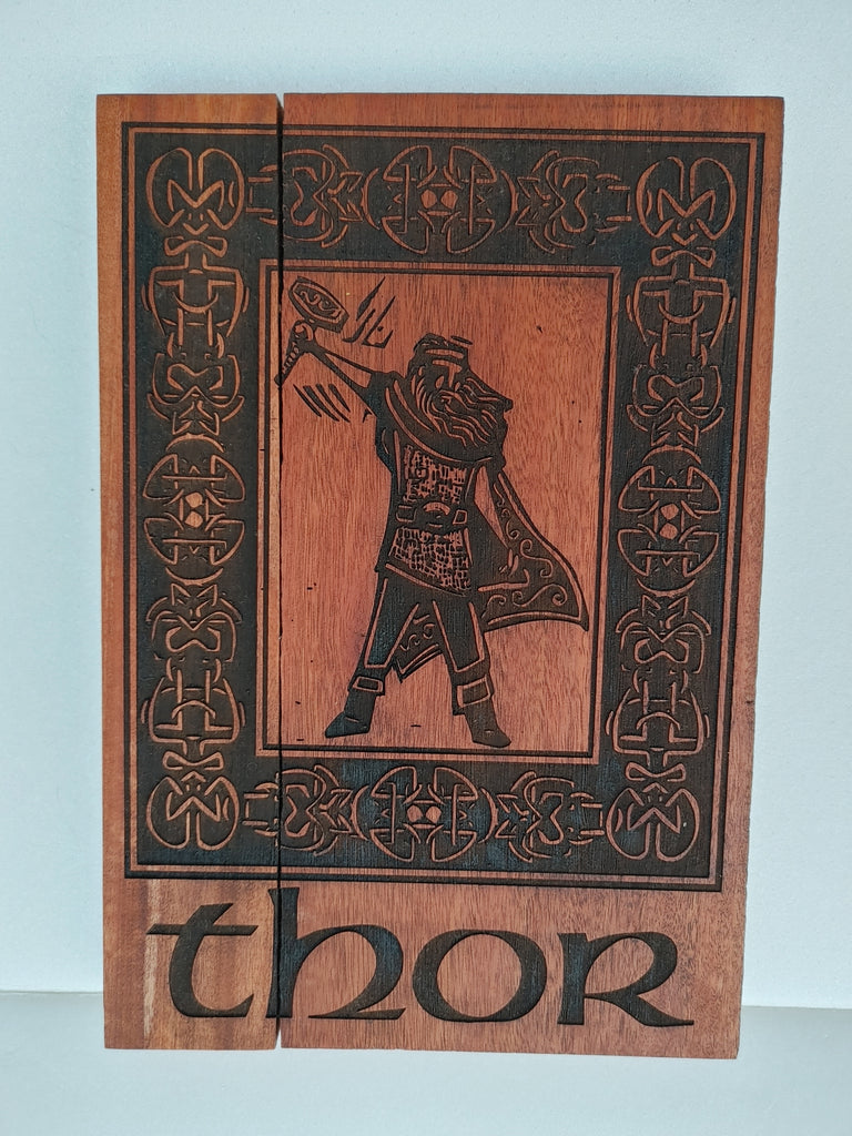 Thor Norse God Wood Art Sign