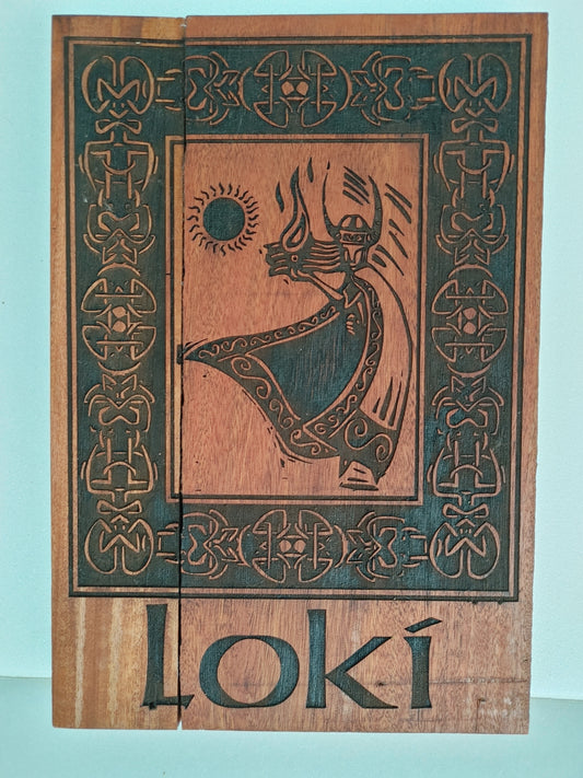 Loki Norse God Wood Art Sign
