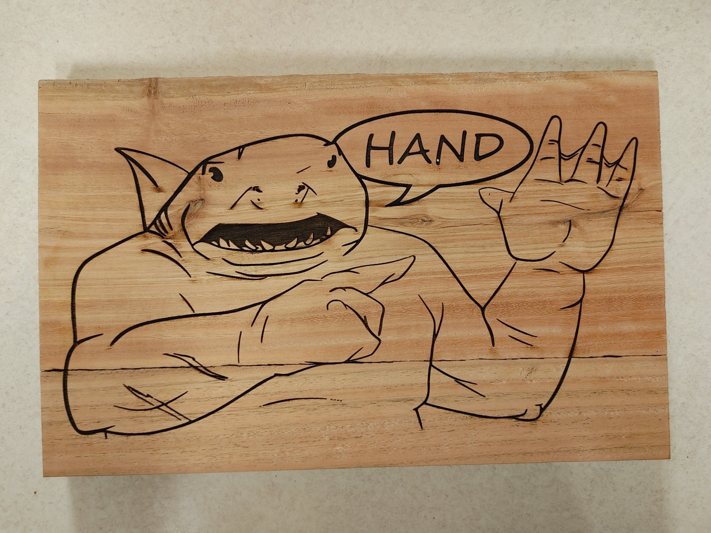 DC's King Shark - HAND! - Laser Engraved Sign