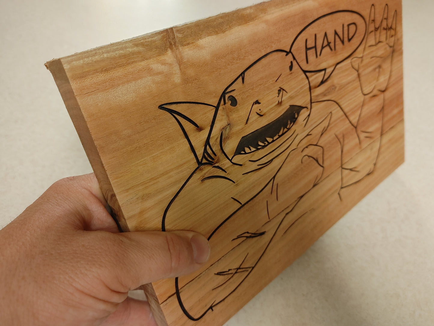 DC's King Shark - HAND! - Laser Engraved Sign