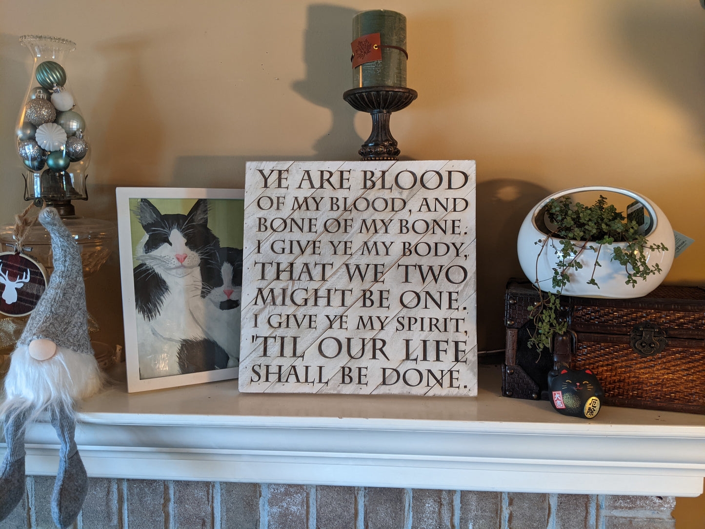 "Ye are Blood of my Blood" 12-inch square wood sign