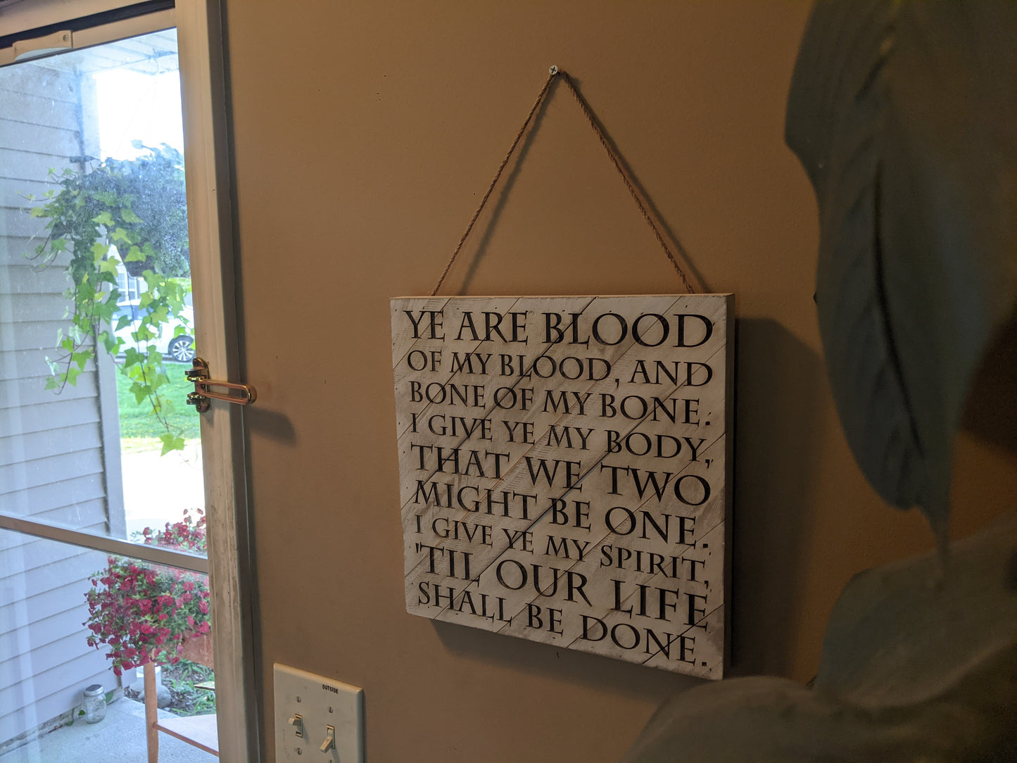 "Ye are Blood of my Blood" 12-inch square wood sign