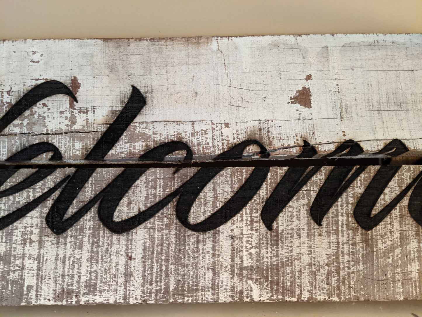 Large Welcome Sign on reclaimed wood