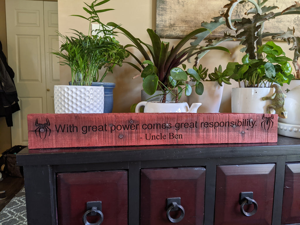 Spiderman quote wood sign