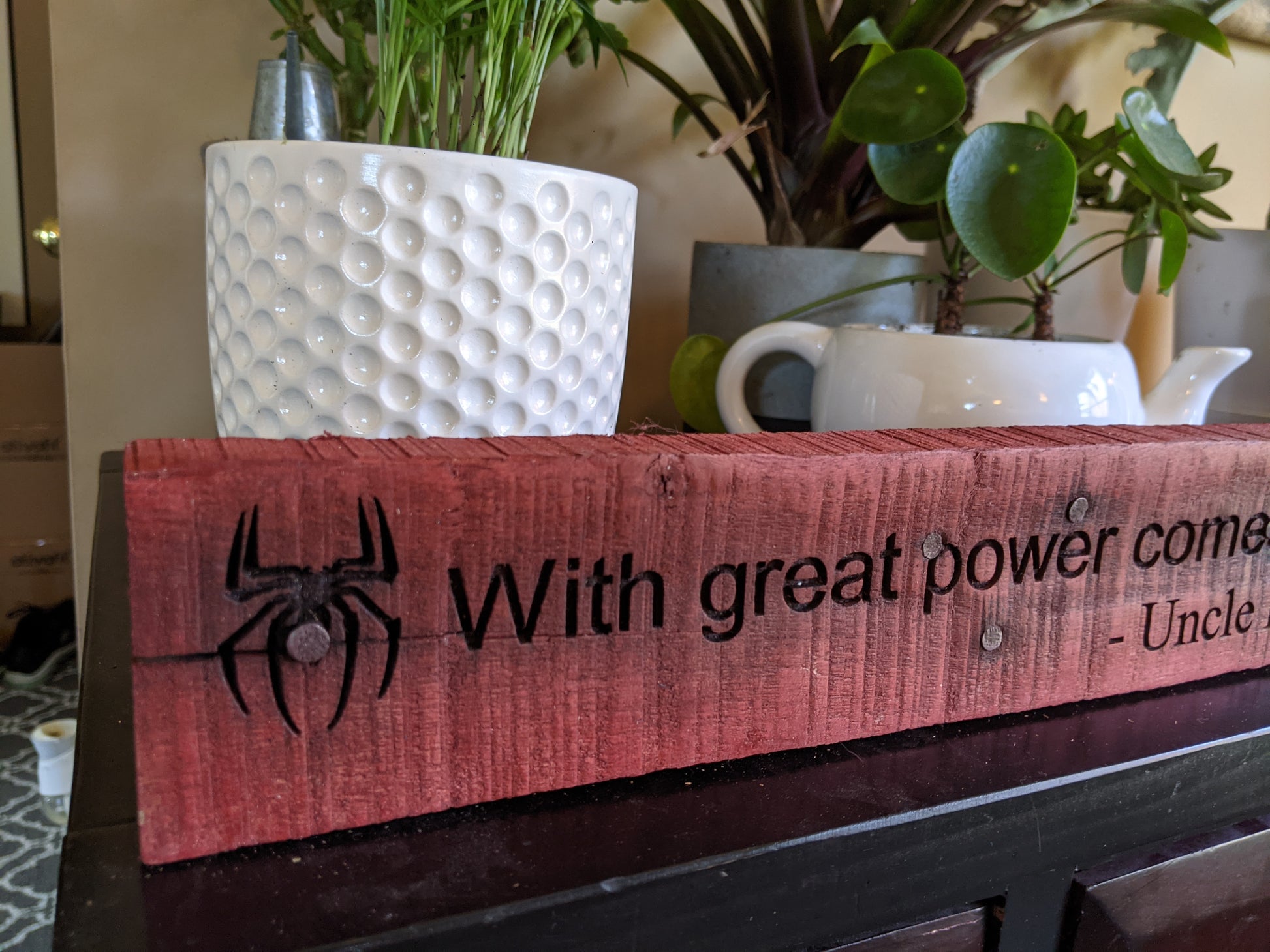 Spiderman quote wood sign